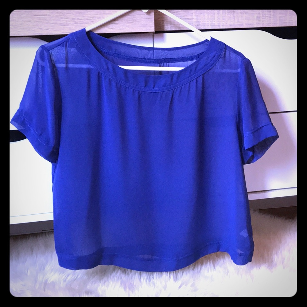 American Apparel blue chiffon top small